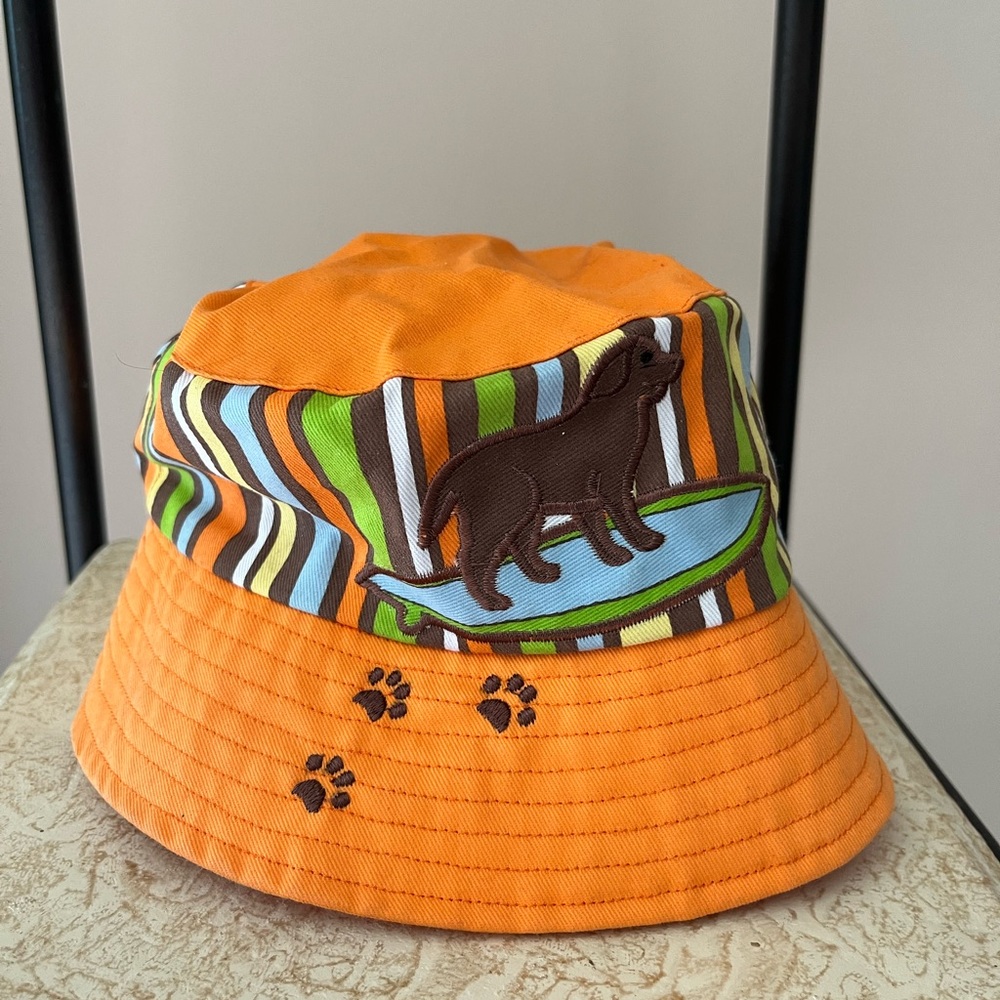 Jamie Rae UV Protection Hat -2 sizes available 3m-12m, 12m-2years-Orange, strap